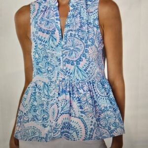 NWOT Lilly Pulitzer Novella Ruffle Hem Top L